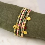 Perles Heishi rondelles  en pvc 3x0.3 mm - Beige x40cm