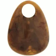 Pendentif goutte en acrylique 38x29 mm - Marbré Marron - Marron foncé x1