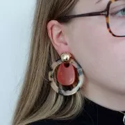 Pendentif goutte en acrylique 38x29 mm - Marbré Jaune foncé x1