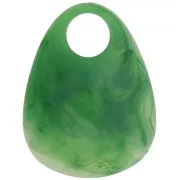 Pendentif goutte en acrylique 38x29 mm - Marbré Vert x1