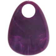 Pendentif goutte en acrylique 38x29 mm - Marbré Prune x1