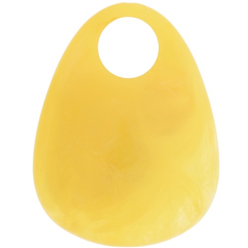 Pendentif goutte en acrylique 38x29 mm - Marbré Jaune x1