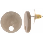 Clous d'oreilles ronds 18 mm en acrylique - Marbré Taupe x2|raw }}