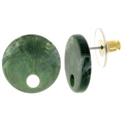 Clous d'oreilles ronds 18 mm en acrylique - Marbré Vert foncé x2|raw }}