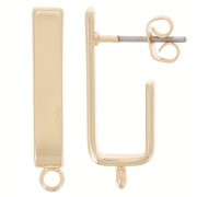 Clous d'oreilles rectangle 22x3.6 mm avec un anneau fermé - Doré x2|raw }}