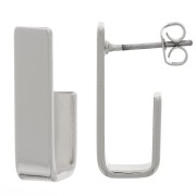 Clous d'oreilles rectangle 19x5 mm - Rhodié x2