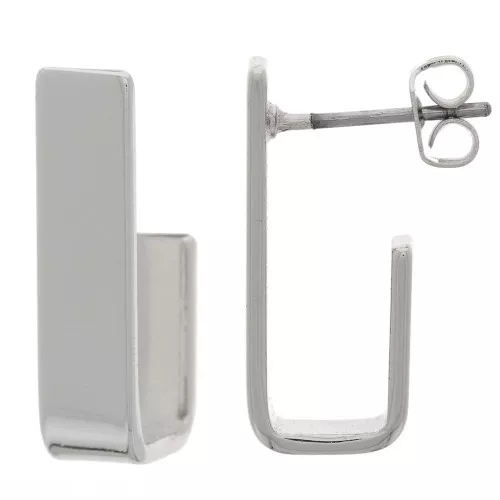 Clous d'oreilles rectangle 19x5 mm - Rhodié x2