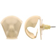 Clous d'oreilles bombés - créoles à plier - 17x16 mm - Doré x2