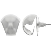 Clous d'oreilles bombés - créoles à plier - 17x16 mm - Rhodié x2|raw }}