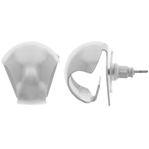 Clous d'oreilles bombés - créoles à plier - 17x16 mm - Rhodié x2