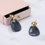 Clous d'oreilles bombés - créoles à plier - 15x14 mm - Rhodié x2