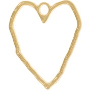 Pendentif coeur évidé martelé 35x29 mm - Doré à l'or fin x1|raw }}