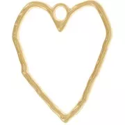 Pendentif coeur évidé martelé 35x29 mm - Doré à l'or fin x1