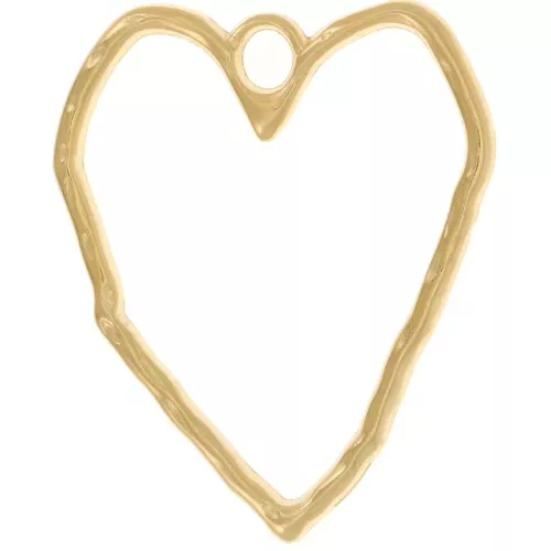 Pendentif coeur évidé martelé 35x29 mm - Doré à l'or fin x1