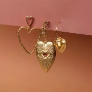 Pendentif coeur évidé martelé 35x29 mm - Doré à l'or fin x1