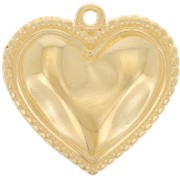 Pendentif coeur effet froissé 21 mm - Doré à l'or fin x1|raw }}