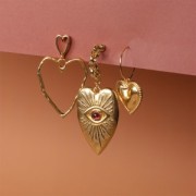 Pendentif coeur effet froissé 21 mm - Doré à l'or fin x1