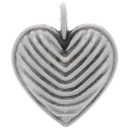 Pendentif coeur strié 24x20 mm - Placage Argent fin vieilli x1|raw }}