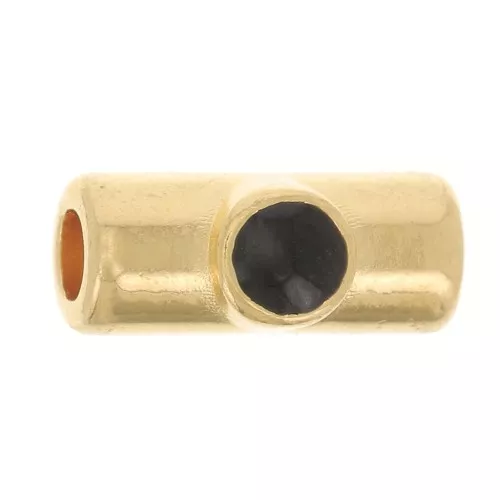 Perle tube 10x4 mm avec résine époxy - Doré à l'or fin - Noir x1