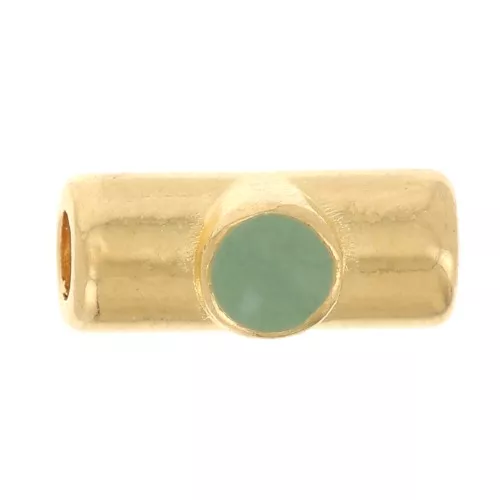 Perle tube 10x4 mm avec résine époxy - Doré à l'or fin - Mint x1