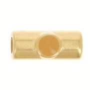 Perle tube 10x4 mm avec résine époxy - Doré à l'or fin - Ocre x1