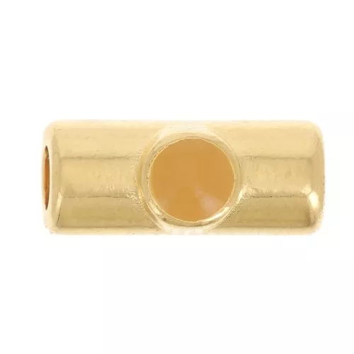 Perle tube 10x4 mm avec résine époxy - Doré à l'or fin - Ocre x1