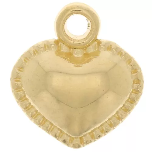 Breloque coeur bombé 13x12 mm - Doré à l'or fin x1