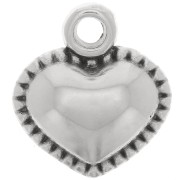 Breloque coeur bombé 13x12 mm - Placage Argent fin vieilli x1|raw }}