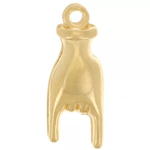 Pendentif main - signe Rock and Roll - 21x8 mm - Doré à l'or fin x1