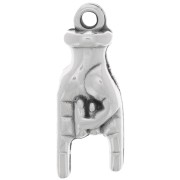 Pendentif main - signe Rock and Roll - 21x8 mm - Placage Argent fin vieilli x1