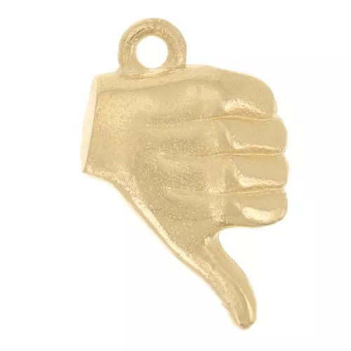 Breloque main - signe pouce en bas - 13x8 mm - Doré à l'or fin x1