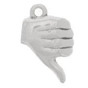 Breloque main - signe pouce en bas - 13x8 mm - Placage Argent fin vieilli x1|raw }}