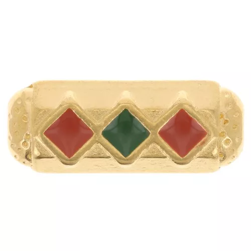 Perle tube cylindrique 19x7 mm et résine époxy - Doré à l'or fin - Rouille - Vert