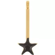 Pendentif barre avec étoile 28x10 mm et résine époxy - Doré à l'or fin - Noir x1