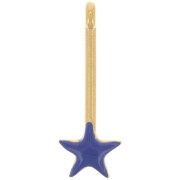 Pendentif barre avec étoile 28x10 mm & résine époxy - Doré à l'or fin - Bleu foncé