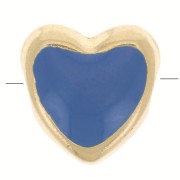 Perle coeur avec résine époxy 9 mm - Doré à l'or fin - Bleu foncé x1|raw }}