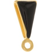 Attache pendentif avec résine époxy 15x7 mm - Doré à l'or fin - Noir x1|raw }}