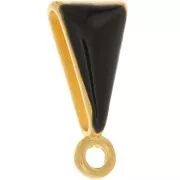 Attache pendentif avec résine époxy 15x7 mm - Doré à l'or fin - Noir x1