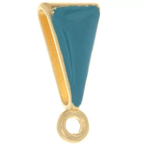 Attache pendentif avec résine époxy 15x7 mm - Doré à l'or fin - Turquoise x1