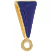 Attache pendentif avec résine époxy 15x7 mm - Doré à l'or fin - Bleu foncé x1