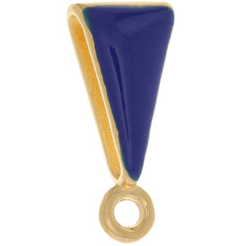 Attache pendentif avec résine époxy 15x7 mm - Doré à l'or fin - Bleu foncé x1