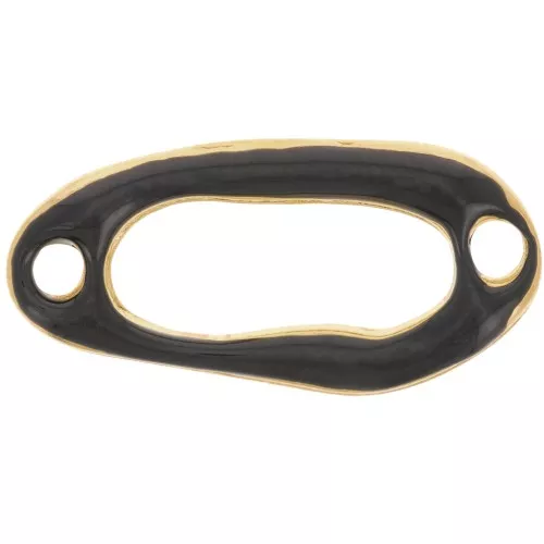 Intercalaire ovale irrégulier évidé 24x12 mm & résine époxy Doré à l'or fin - Noir