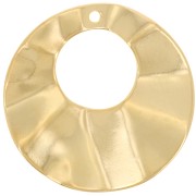 Pendentif rond évidé effet plissé 33 mm - Doré à l'or fin x1|raw }}