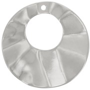 Pendentif rond évidé effet plissé 33 mm - Placage Argent fin vieilli x1|raw }}