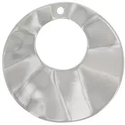 Pendentif rond évidé effet plissé 33 mm - Placage Argent fin vieilli x1