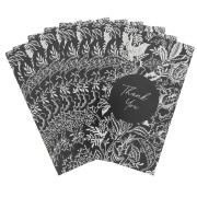 Cartes à bijoux - cartes de remerciements - Floral - Thank You - Noir - Blanc x10