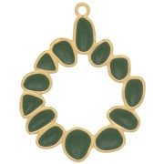Pendentif rond irrégulier 39 mm avec résine époxy - Doré à l'or fin - Vert foncé|raw }}