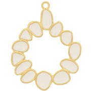 Pendentif rond irrégulier 39 mm avec résine époxy - Doré à l'or fin - Ivoire x1|raw }}
