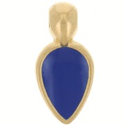 Breloque pétale 18x8 mm en résine époxy - Doré à l'or fin - Bleu foncé x1
