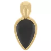 Breloque pétale 18x8 mm en résine époxy - Doré à l'or fin - Noir x1